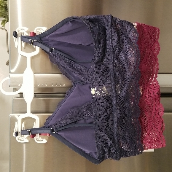 💕JESSICA SIMPSON💕 2 Pack Bralettes Floral & Blue Lace Large L NWT - Picture 2 of 14